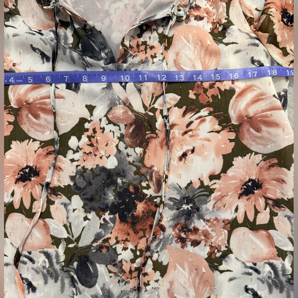 Excellent Joie Blouse Small Floral Ruffle Keyhole Puff long Sleeve top work - Picture 11 of 11